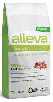 Сухой корм Alleva Equilibrium Adult Medium & Maxi для взрослых собак средних и крупных пород с чувствительным пищеварением (Ягненок, океаническая рыба)
